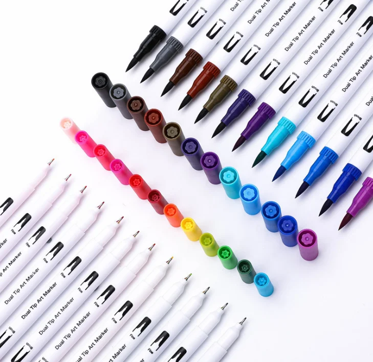 Hot Selling Water-based Non-toxic Ink 100 Colores Brush Pen Art Markers Set Dual Tip Brush Art Marker PAINT MARKERS