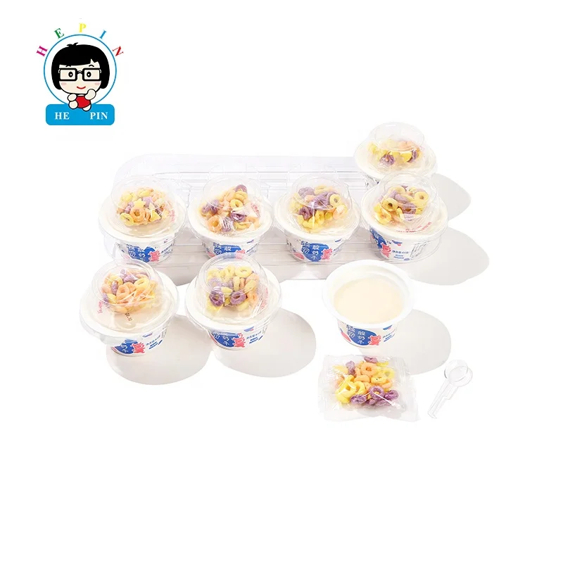 Hot Sell DIY Good Taste Sweet Yogurt Crispy Puffed Food Cup Sweet Yummy Casual Snack For Kids