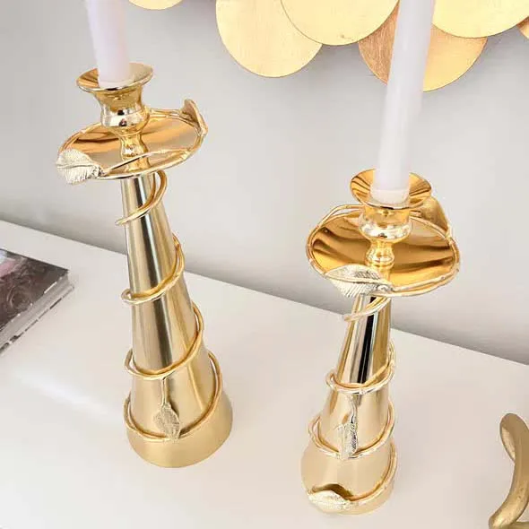 Gold Plating Metal Candle Stands2024 Latest Home Decor Products for Hotels & Restaurants 2024 Best Selling
