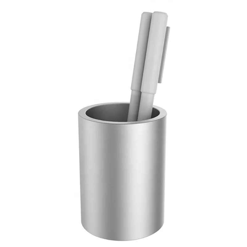 
Aluminum pen holder office desk storage organizer single custom round pen stand metal free laser carving for LOGO 