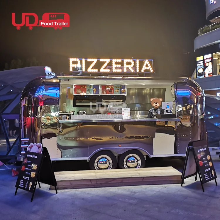 UD New Style Airstream Food Trailer Stainless Steel Mobile Bar Street Hot Dog Food Trailer Mobile Kitchen Food Truck
