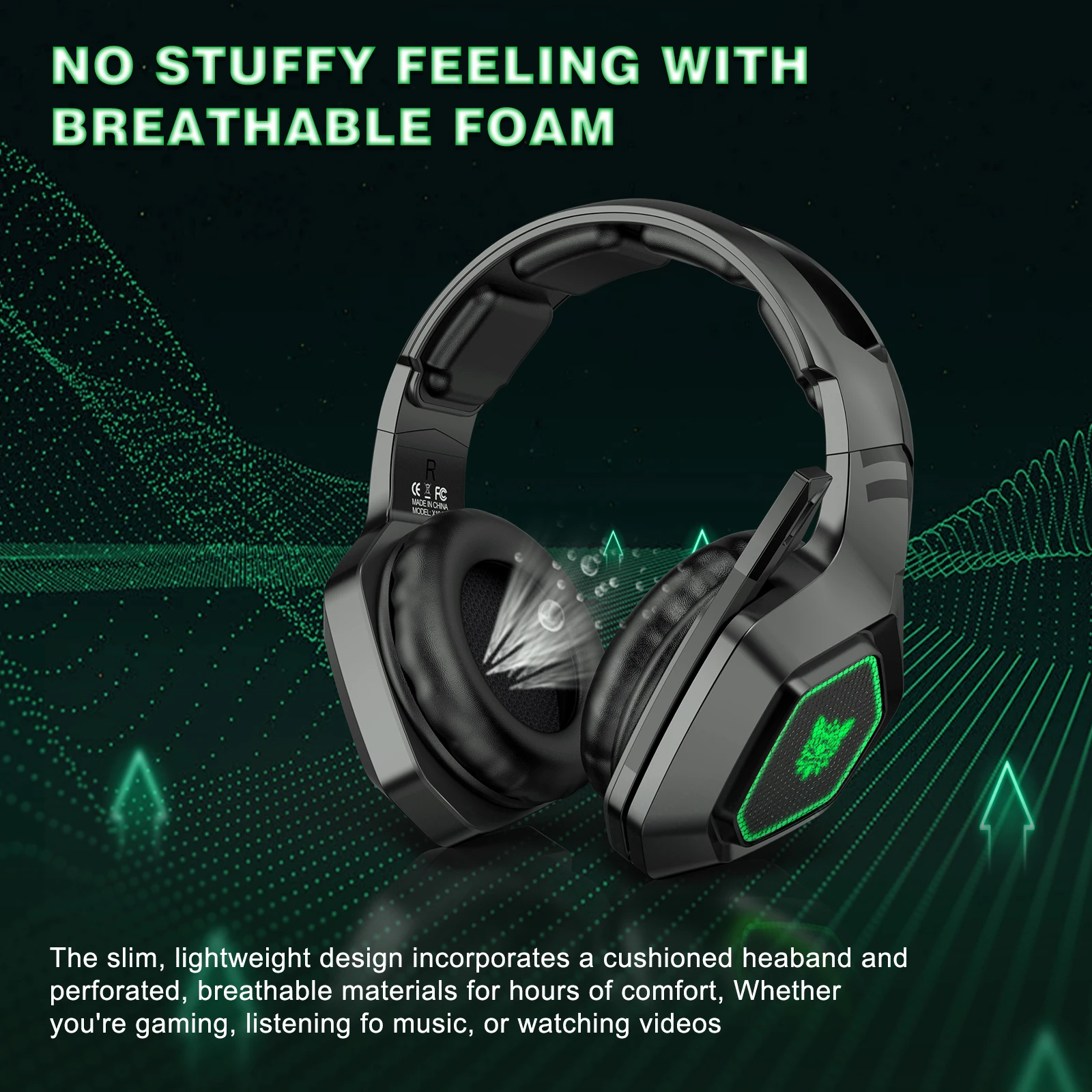 2.4G Onikuma Brand Owner Cool Rgb Computer Earphone Gaming Headset Wireless With Microphone Foldable