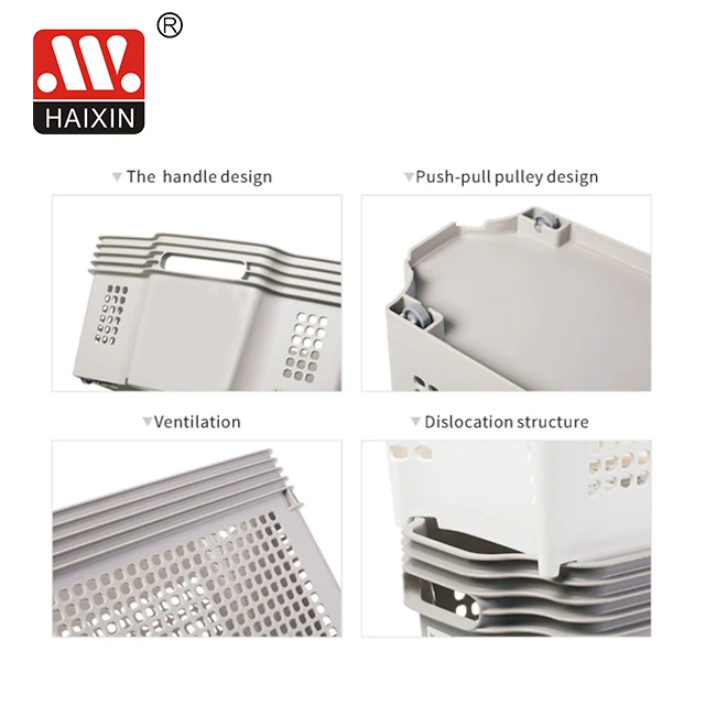 Haixing Hot selling Household Stackable drawer cutlery organizer Plastic rattan storage basket