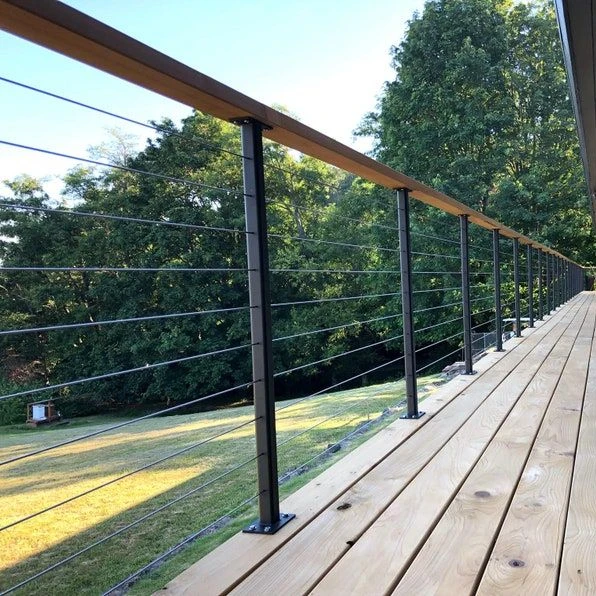 America Modern Design Outdoor Durable Stainless Steel 316 4/6mm Cable With 262 Series Tensioner Carbon Steel Baluster Railing