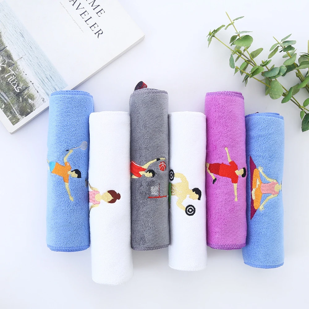 Custom microfiber emboss wholesale cotton terry fitness sweat absorbing hand face towel custom sports gym towel