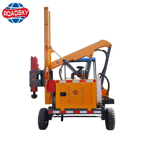 Hydraulic Hammer Piling Crash Barrier Installation Machine