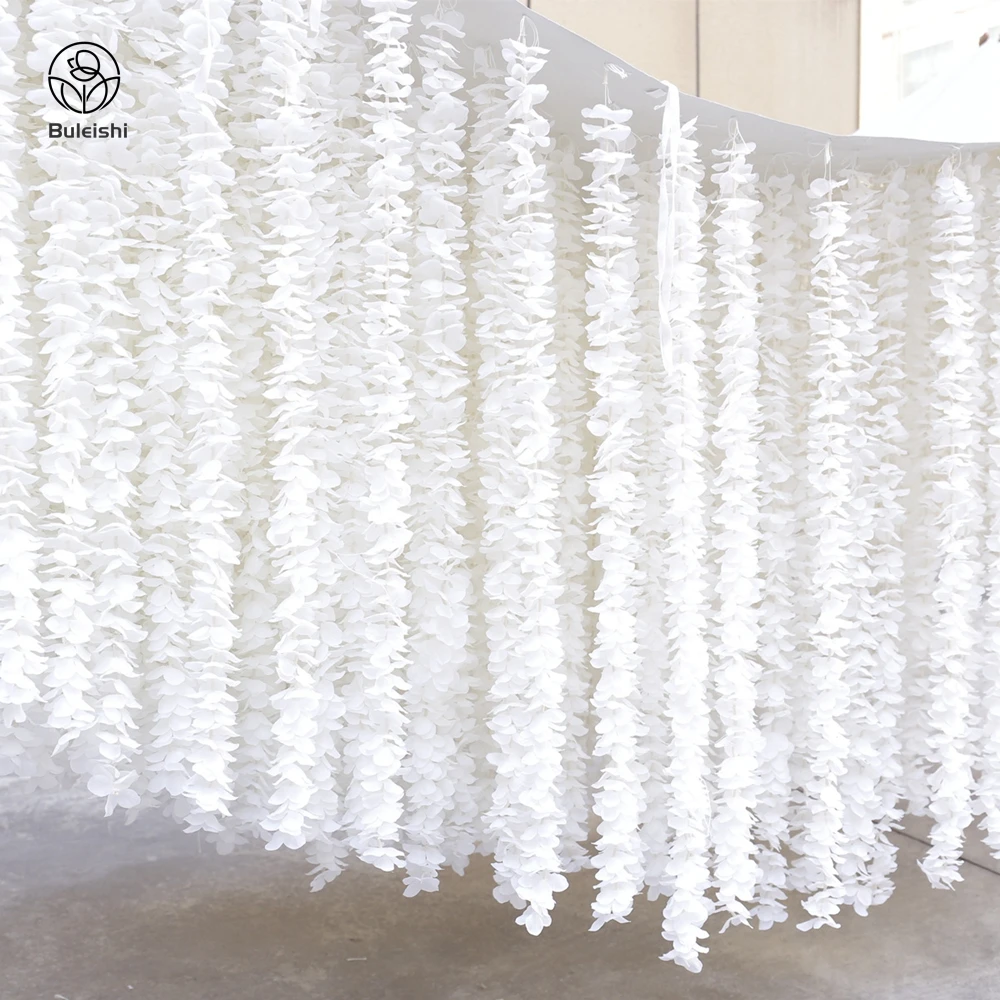 Wisteria Flower Ceiling Hanging Lilac Flower Wall Cloth Based White Ceiling Decoration Wedding Roof Decoration