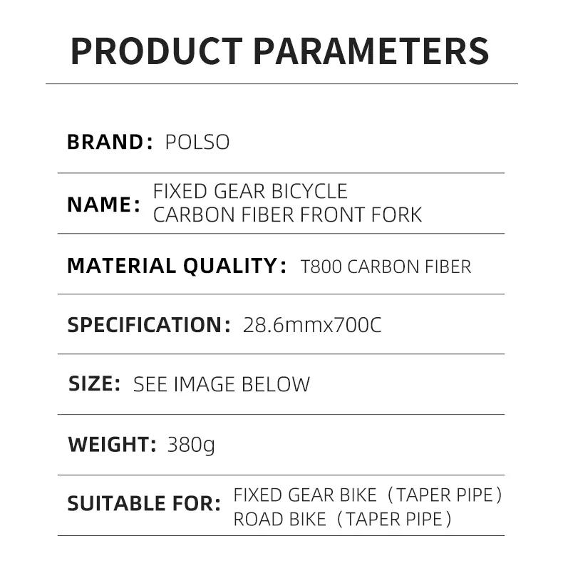 POLSO BF03 Nice looking 700C carbon fixed gear fork track bike carbon fork