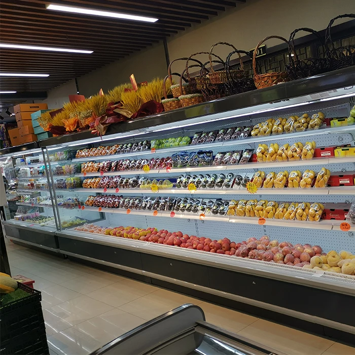 Commercial equipment vegetables store fruits display cooler multi-deck air curtain chiller cabinet