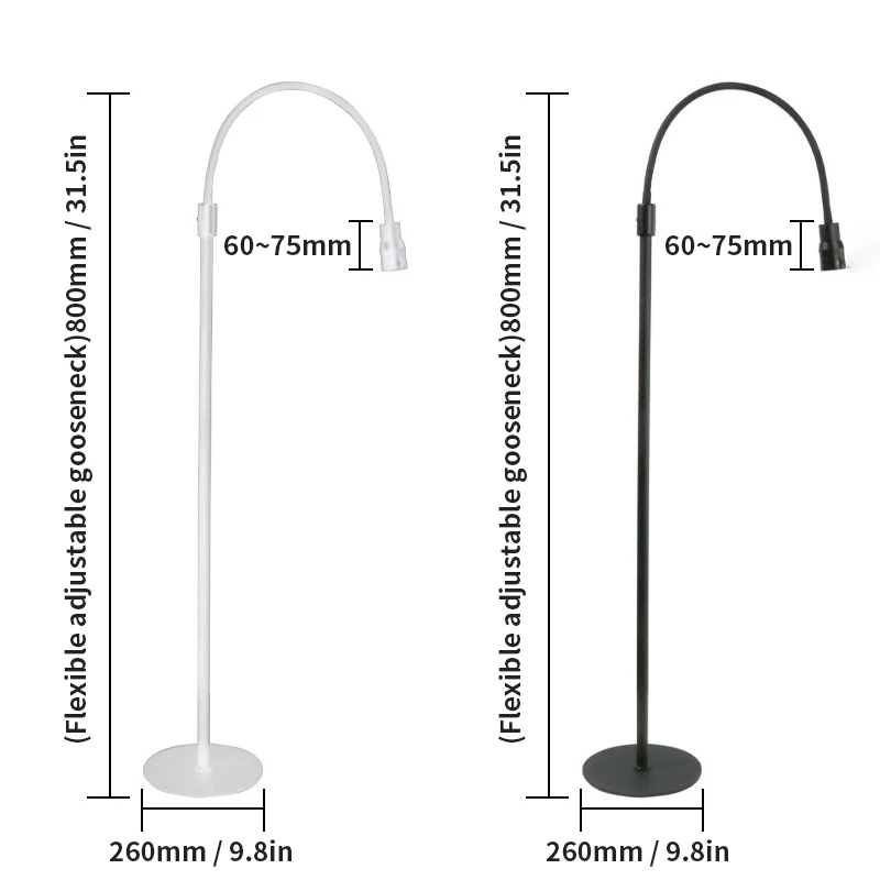 Black White Floor UV Lamp Gel Polish Lamp 12W Uv Led Eyelash Extension Light For Lash Glue