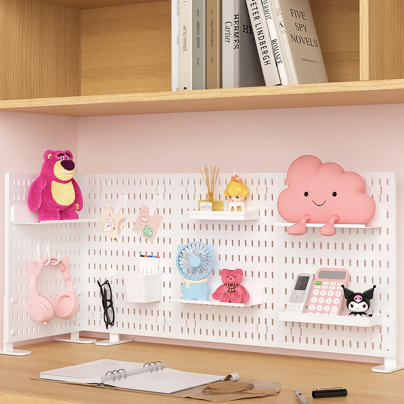 Single-Tier Foldable PP Plastic Desktop Organizer No-Hole Punching Wall Shelves for Food Toys Storage Stand-Type Installation