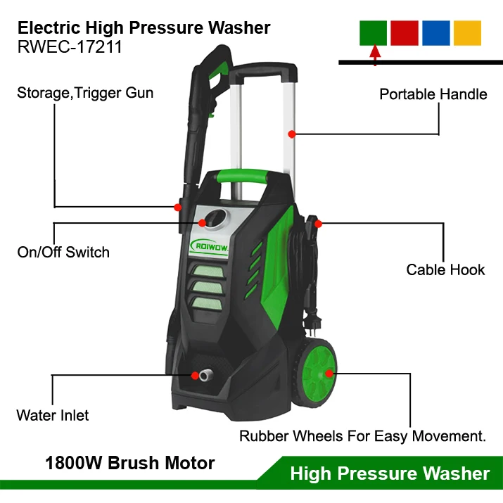 1800W Portable Electric Power Car Wash Machine Small Auto Cleaning High Pressure Surface Cold Water Pump Jet Car Washing Machine