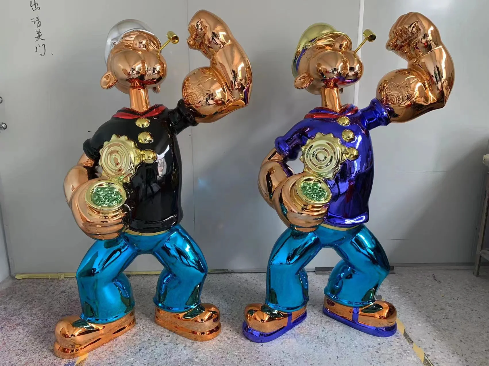 Высококачественная Гальваническая скульптура Popeye на заказ 4 фута 5 футов 150 см Статусная из стекловолокна
