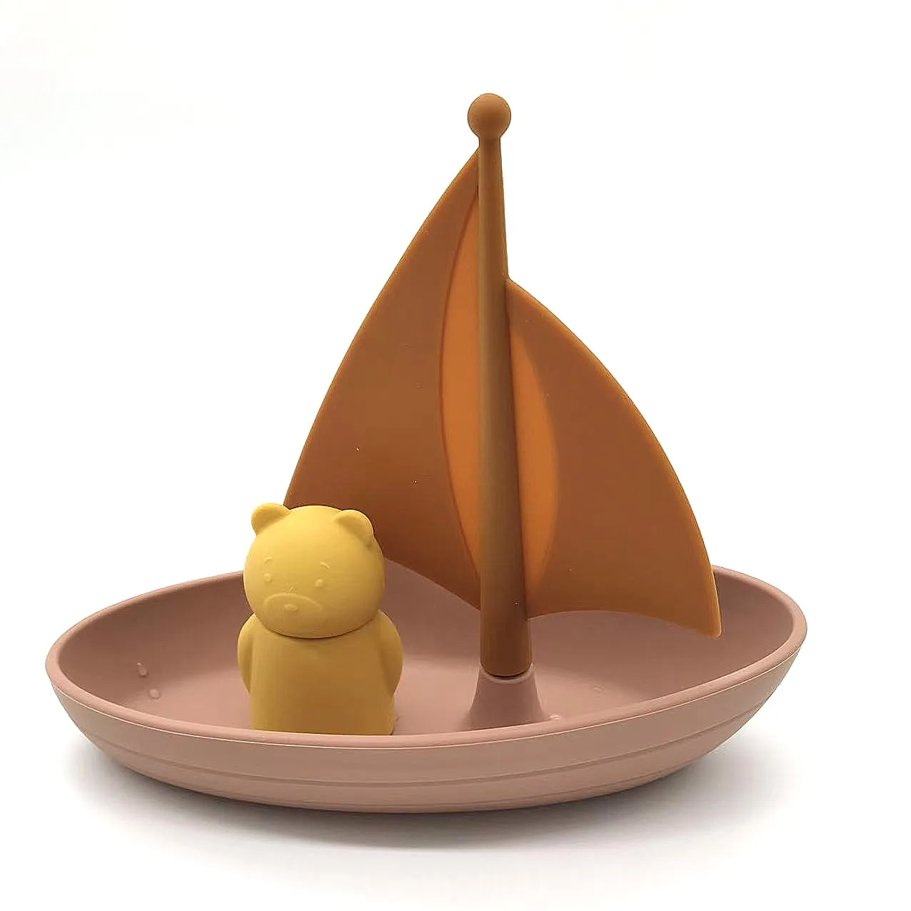 Mold Free Kids Gift Toy, Baby Bath Playing  Bathtub Fun, Cute Bear Silicone Boat Toys Set