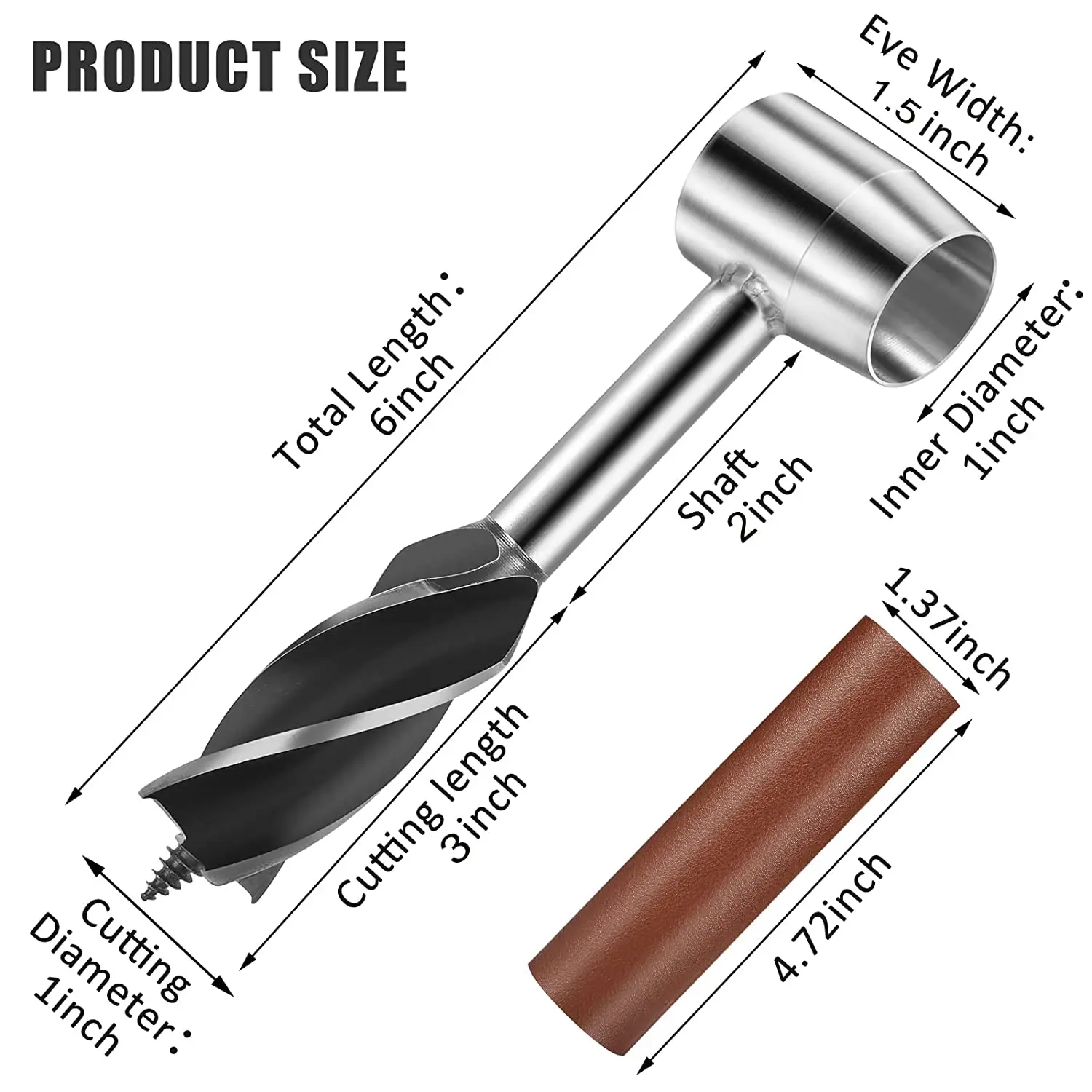 Bushcraft Survival Manual Auger Drill Bit  Scotch Eye Wood Drill Peg Manual Hand Auger for Camping Shelter Building