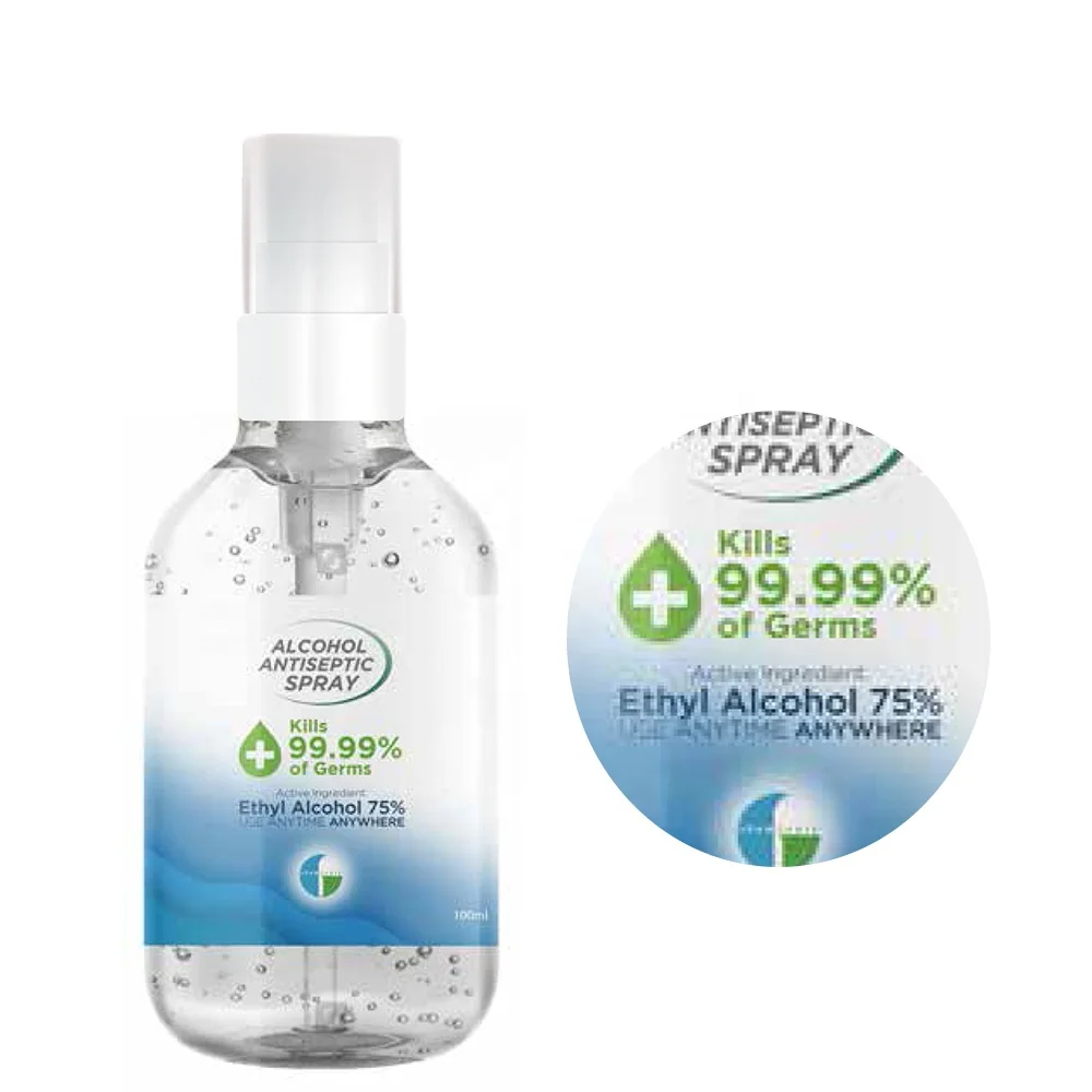 Дезинфицирующий спиртовой спрей с вашим логотипом от производителя комплексного оборудования, 75% дезинфицирующий спиртовой спрей