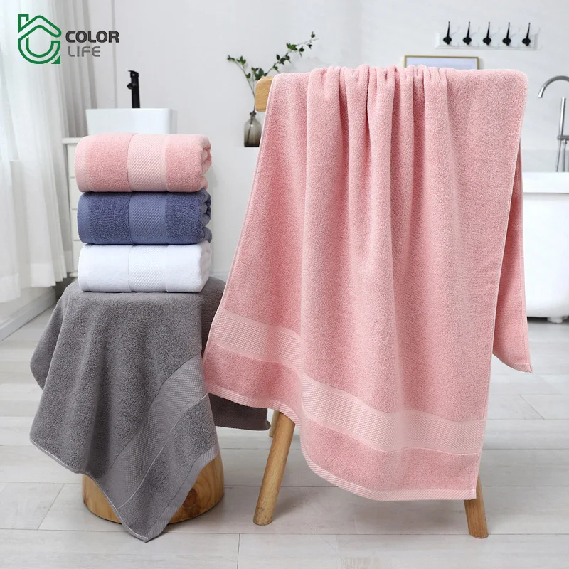 Hot Sale Wholesale Thick Adult Beach Bath Towel Solid Color Cotton Cute Towel