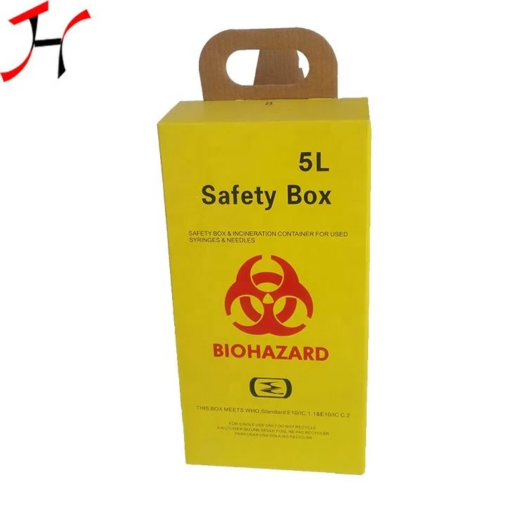 Economic Safety Box Medical Waste Container Paper for Disposal Syringe and Needle Recyclable Varnishing Embossing Accept