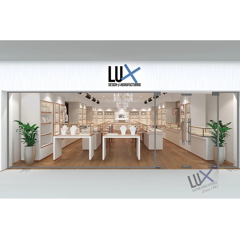 LUX Design Fashion Jewelry Shop Interior Design Custom Jewelry Store Furniture Hot Sale Jewelry Display Showcase