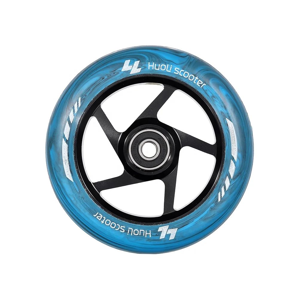 Huoli Custom Logo OEM ODM Pro Stunt kick Scooter Wheels 110*24mm 120*24mm with Aluminum Core Abec-9 Bearing for Adults Kids