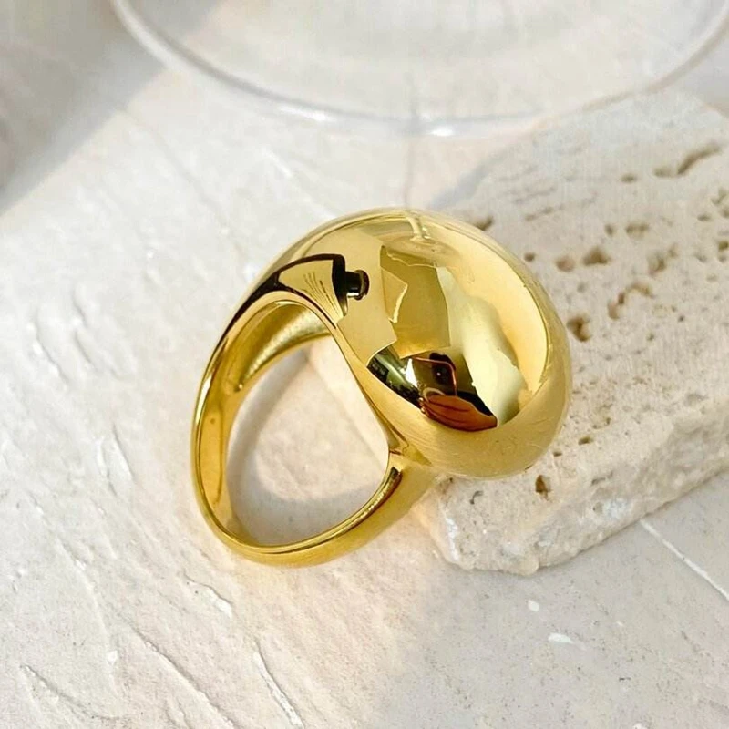 New Arrival 18K Gold Plated Chunky Ring High Polished 18K Gold Plated Irregular Band Ring for Women