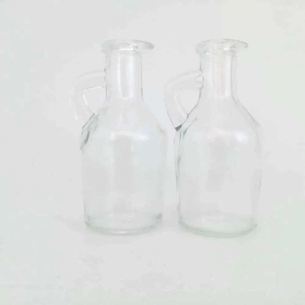 3oz clear cheap cooking olive oil glass bottle for soy sauce vinegar ketchup with cork and ear handle100ml