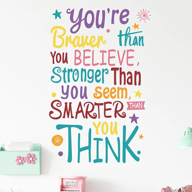 Creative motivational slogans water proof stickers wall stickers school wall stickers for home decor