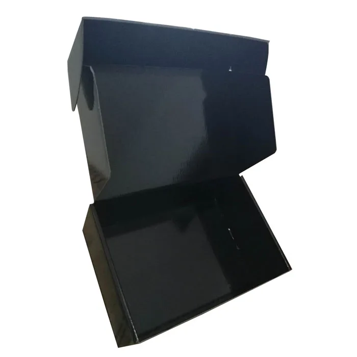 eco friendly competitive price custom logo glossy black luxury carton shipping long small postage corrugated boxes