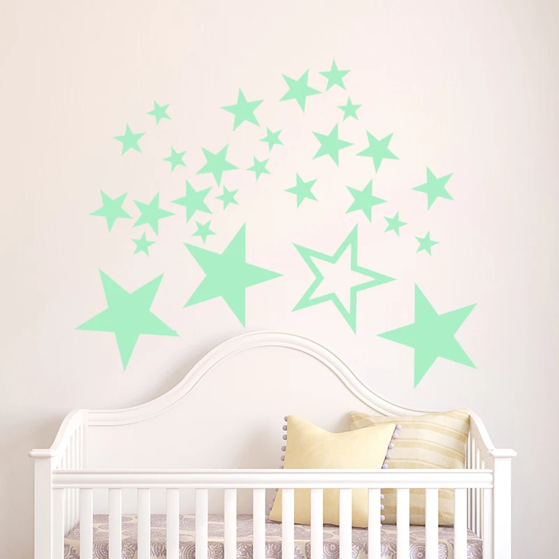 27 Pcs/Set Luminous Stars Wall Sticker Glow in The Dark Self-Adhesive Poster Home Decor Fluorescent Star Art Mural