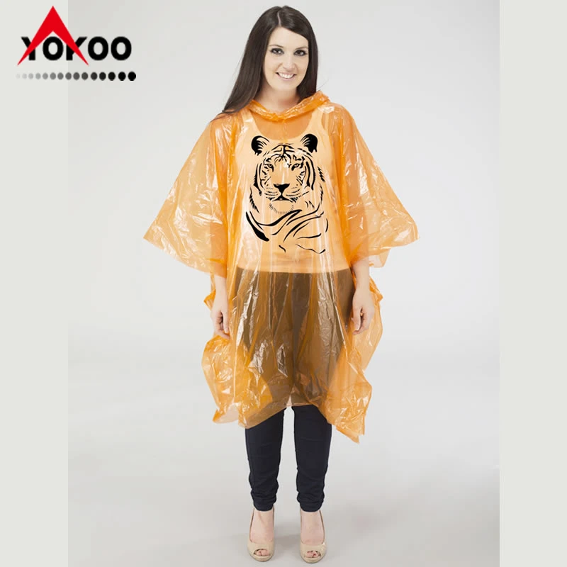 
one time use PE disposable rain poncho for promotion 