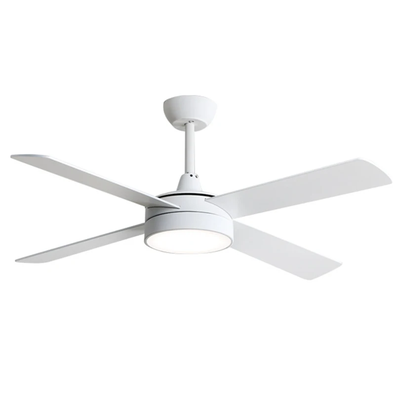 12.5cm 25cm rod 18w 52inch 4 blade white electric DC motor ceiling fan with light with remote control for roof