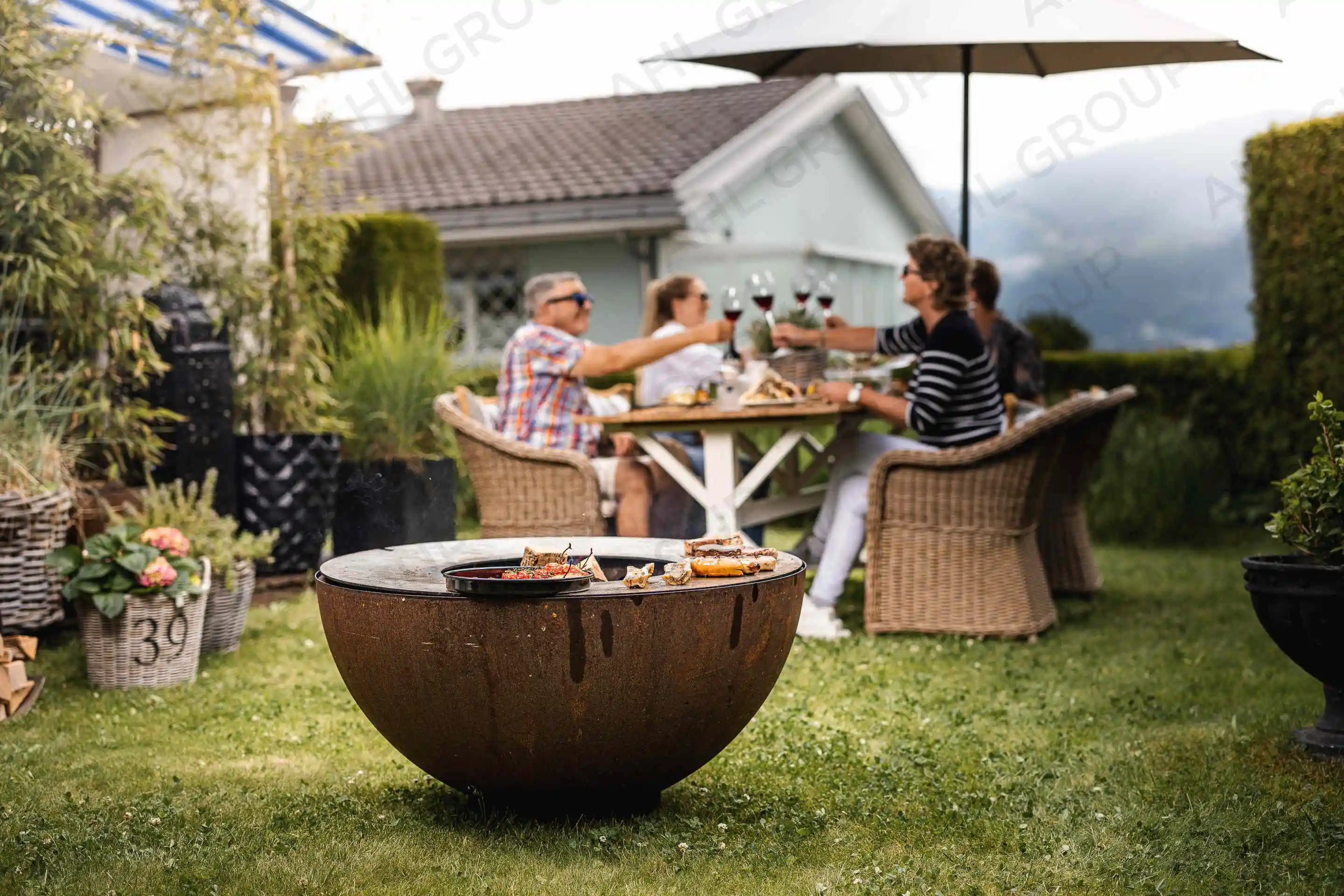 Outdoor camping charcoal barbeque grill services Corten Steel bbq grill Manufacturer