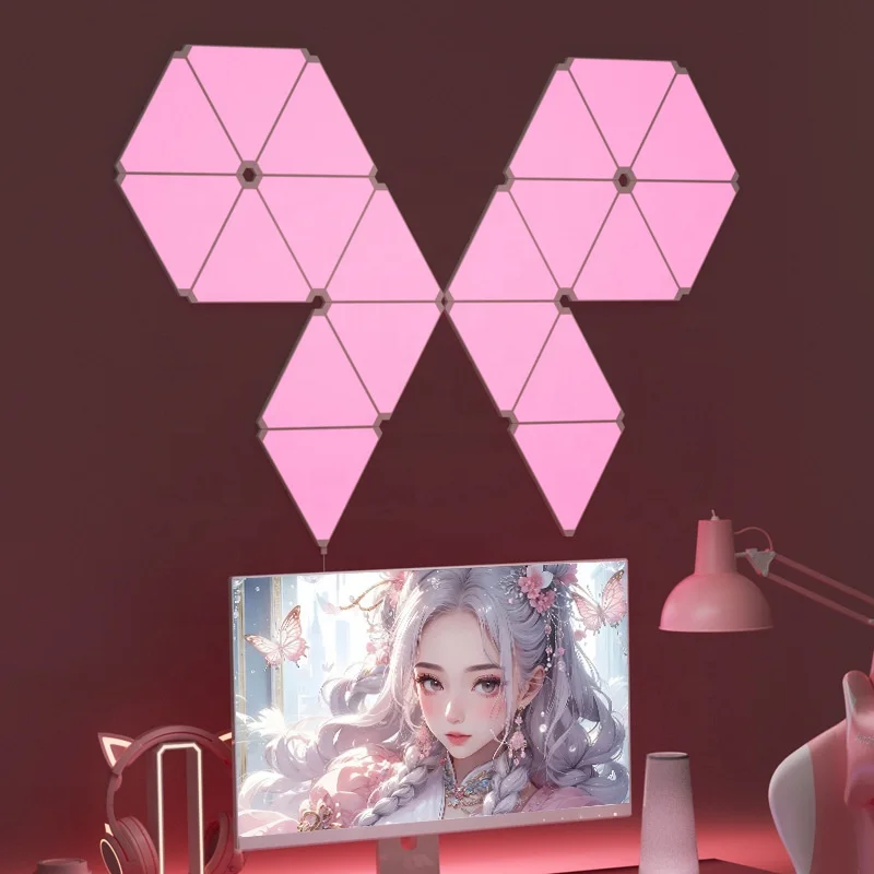 3-23pcs WIFI Bluetooth App Control DIY LED Triangle Lights Panels Music Sync RGB Color Quantum Wall Light Gaming Room Lights