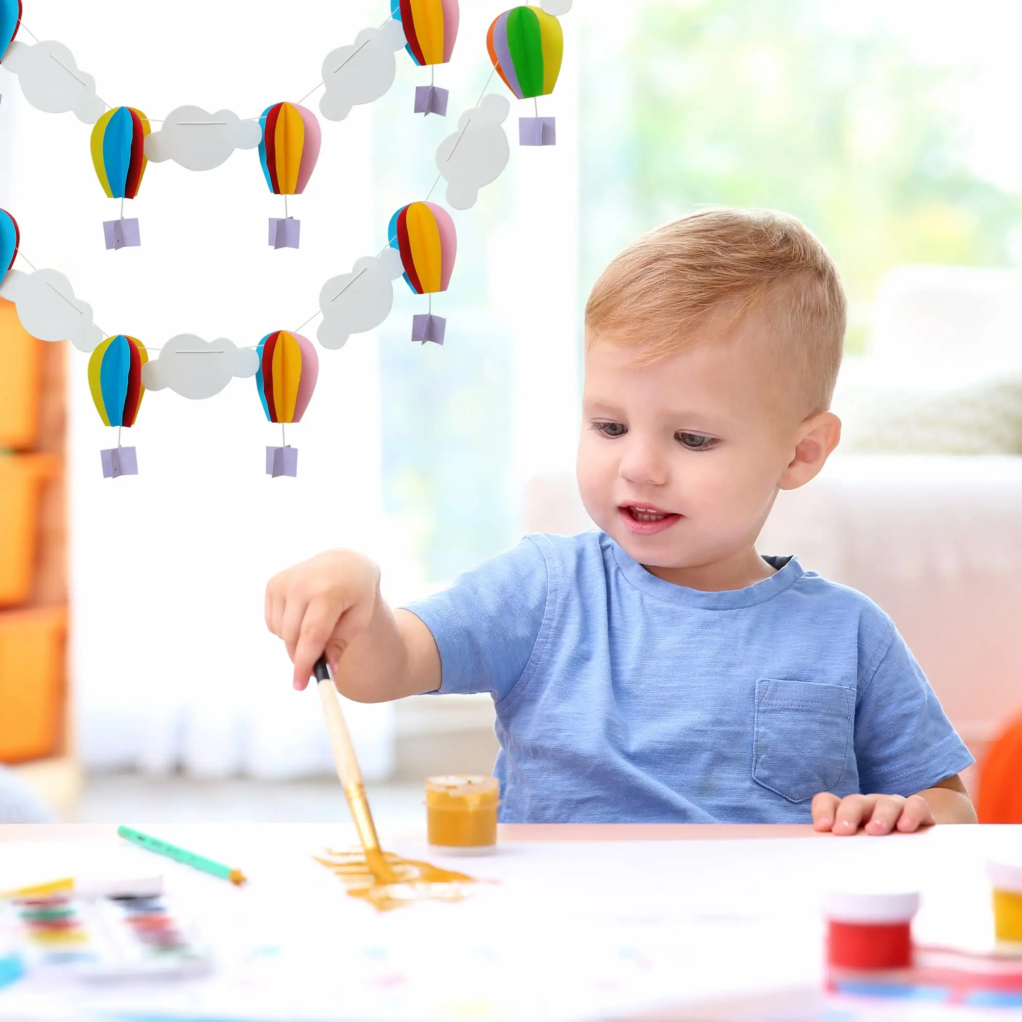 Paper Hot Air Balloon and Cloud Garland Hanging Hot Air Balloon Wall Decor Bedroom Wall Banners Decoration