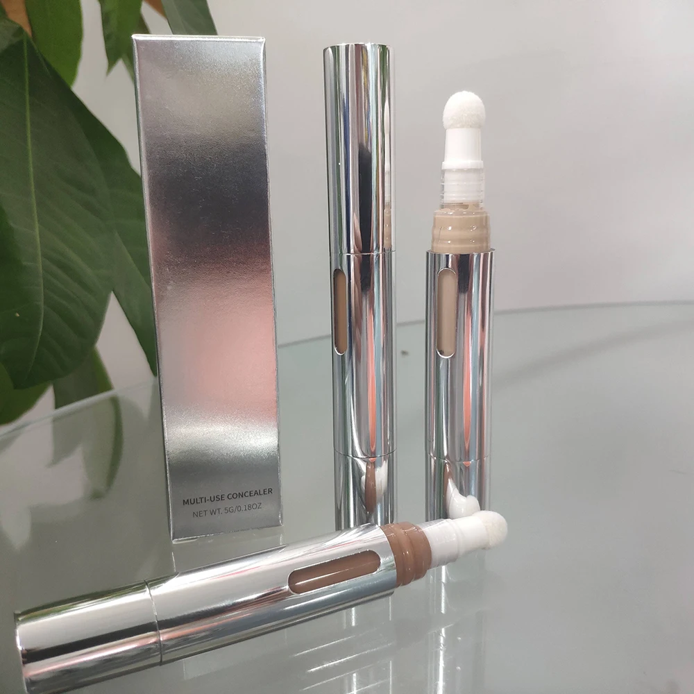 Private label concealer pencil vegan stick custom logo liquid concealer waterproof makeup silver pen with brush