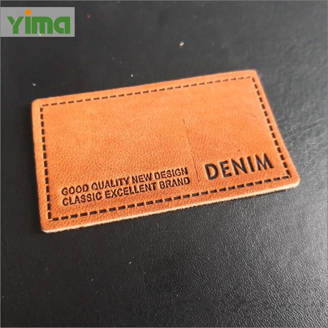 Custom Garment Leather Labels 3D Embossed Brand Name Logo Jeans PU Leather Badges Natural Real Leather Patches