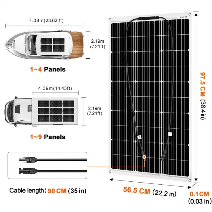 Dokio100w 200w 300w 1000w flexible solar panels waterproof 12v charger for Boat Car RV Camping Outdoor Travel roof Home