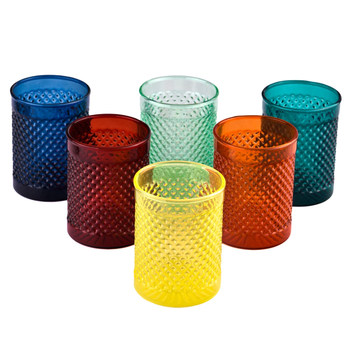 Textured Cylindrical heat resistant Glass Candle Holder Elegant Jar for Home Office Church Wedding or Event Decorations