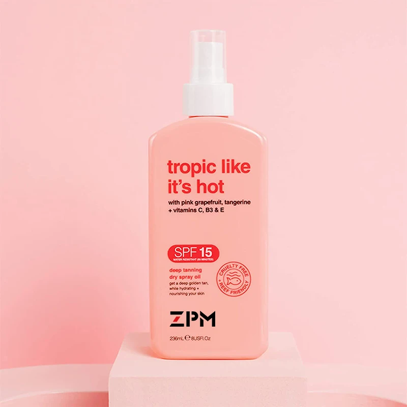 ZPM OEM/ODM Private Label Deep Tanning Dry Spray Oil with SPF15 Tanning Oil