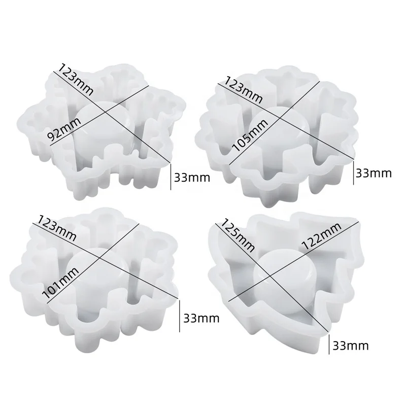 CARATTE Christmas Cement Jesmonite Candlestick Silicone Mold Snowflake Tealight Candle Holder Resin Mold