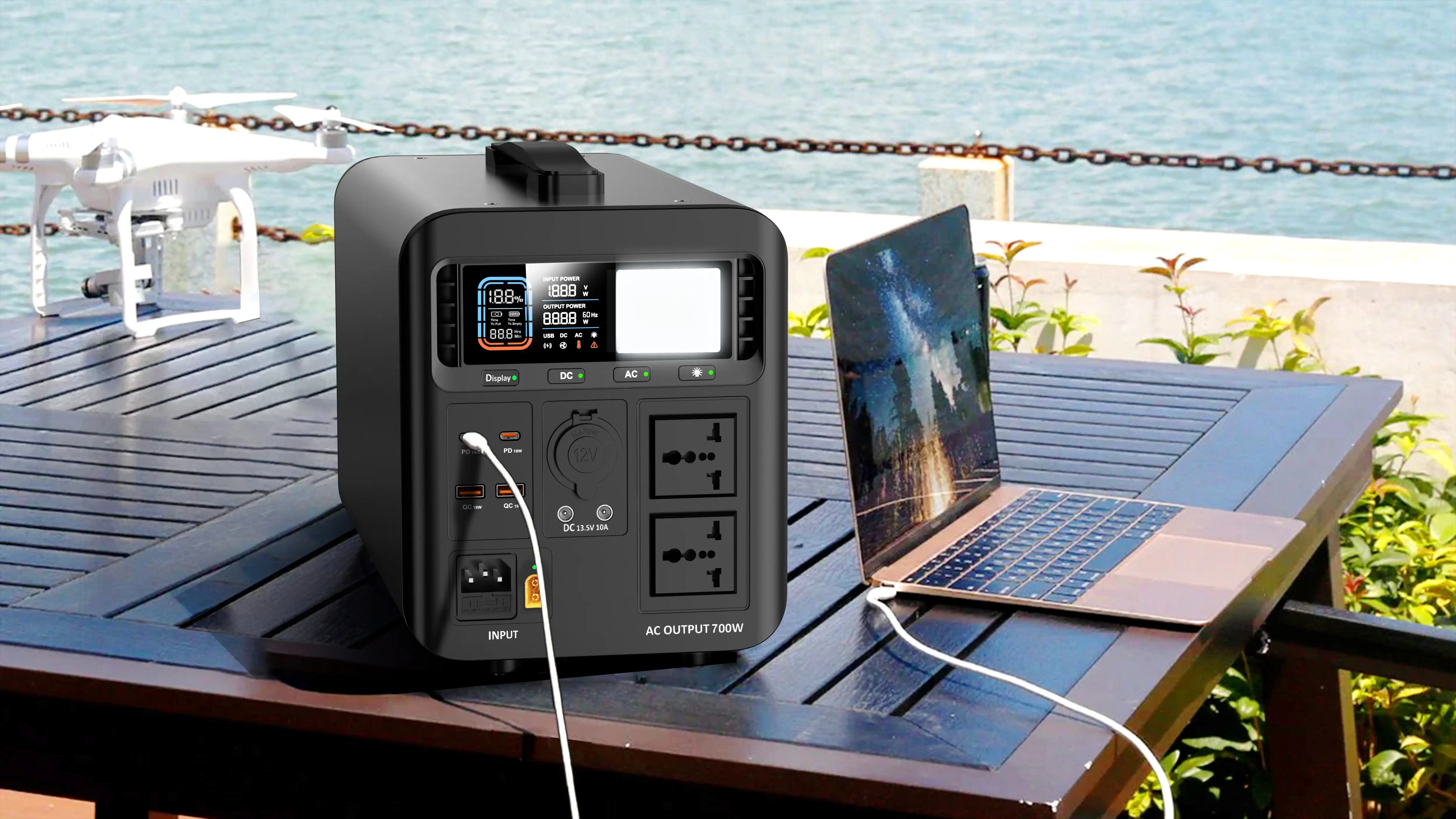 Outdoor Camping Lifepo4 Lithium Battery 700w Solar Banks Portable Ac Power Generator Stations