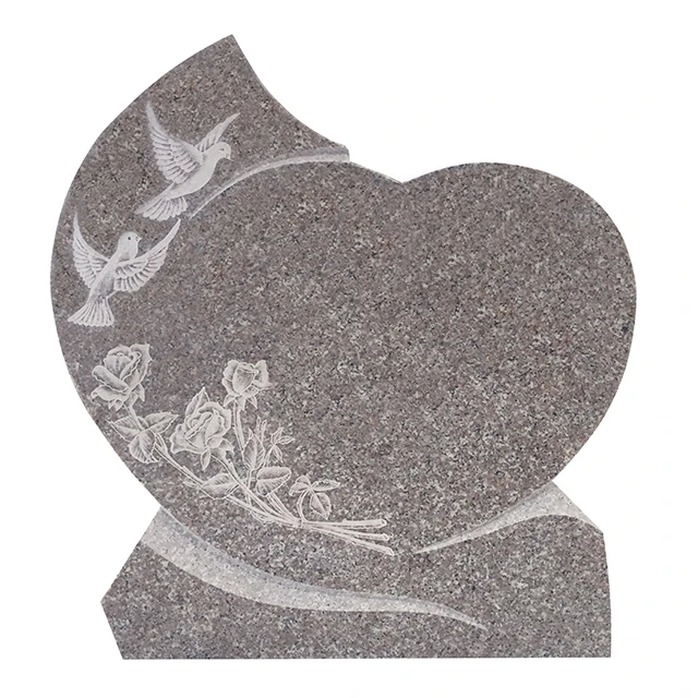 G603 китайский серый гранит двойное сердце цветы гравировка памятные надгробия камни
