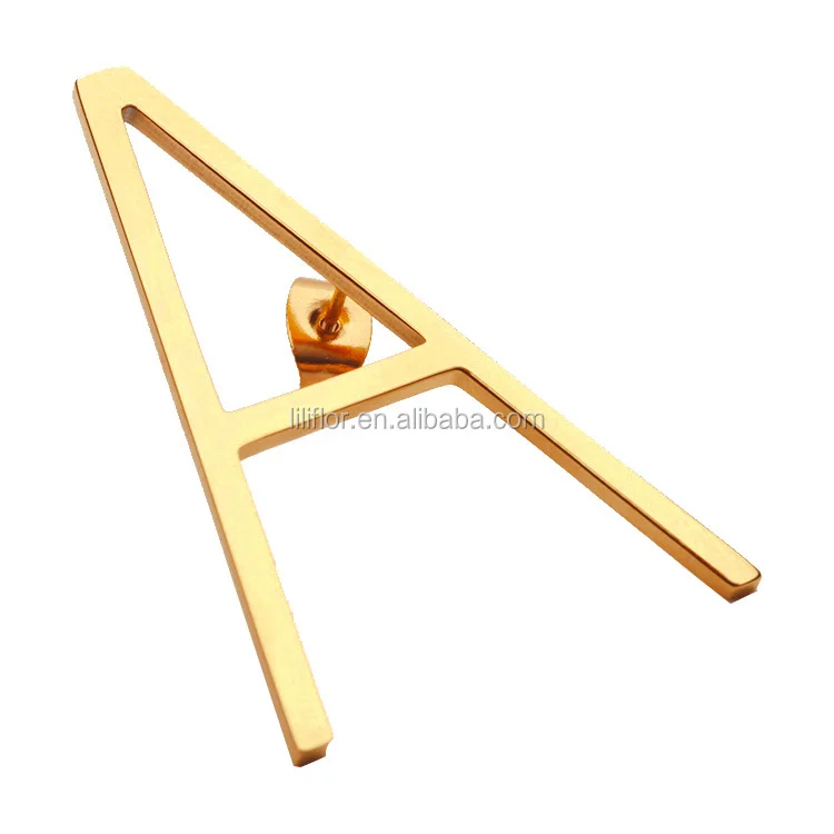 18k Gold Plating Stainless Steel Jewelry Initial Letter Stud Earrings Capitals Gold color Single Earrings EEF1012 1