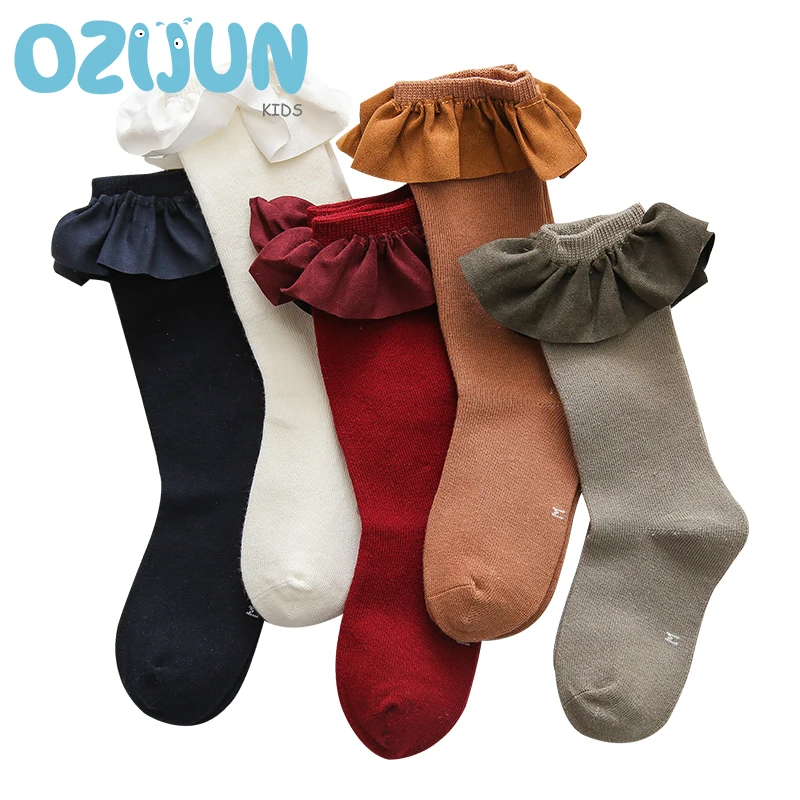 
Fashion Suede Ruffle Lace Knee Socks Baby Girls Cotton Socks Faux Fur Lace Kids Girls Socks 
