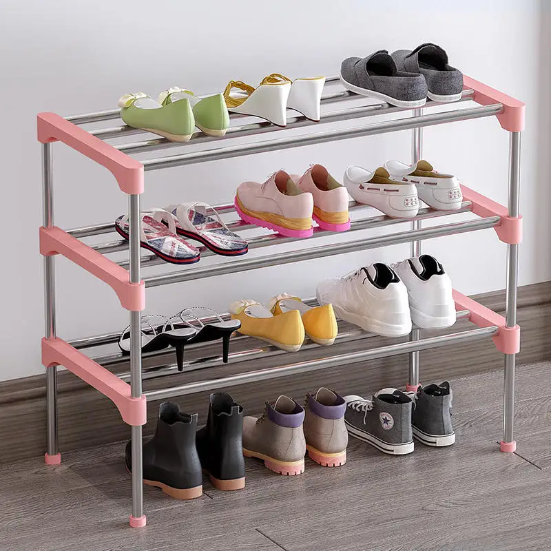Wholesale Scarpiera Simple Galvanized Shoe Rack Stand DIY Stackable Metal Shoe Rack Entrance Floor Shoe Storage Rack