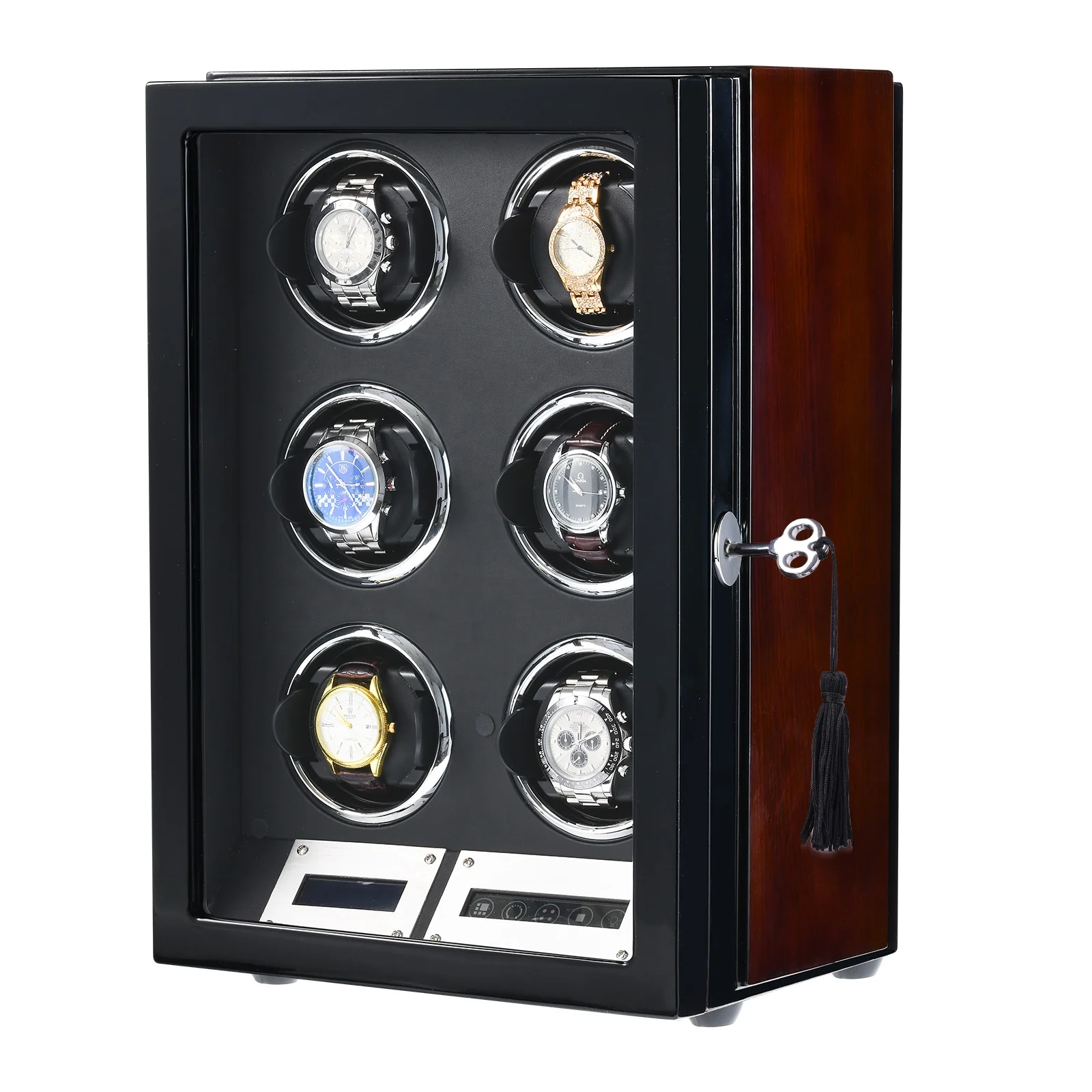 China Hot Selling Luxury Remote Control Watch Winder Modern LCD Touchscreen 2 4 6 8 9 Slots Automatic Watch Winder Box for Rolex