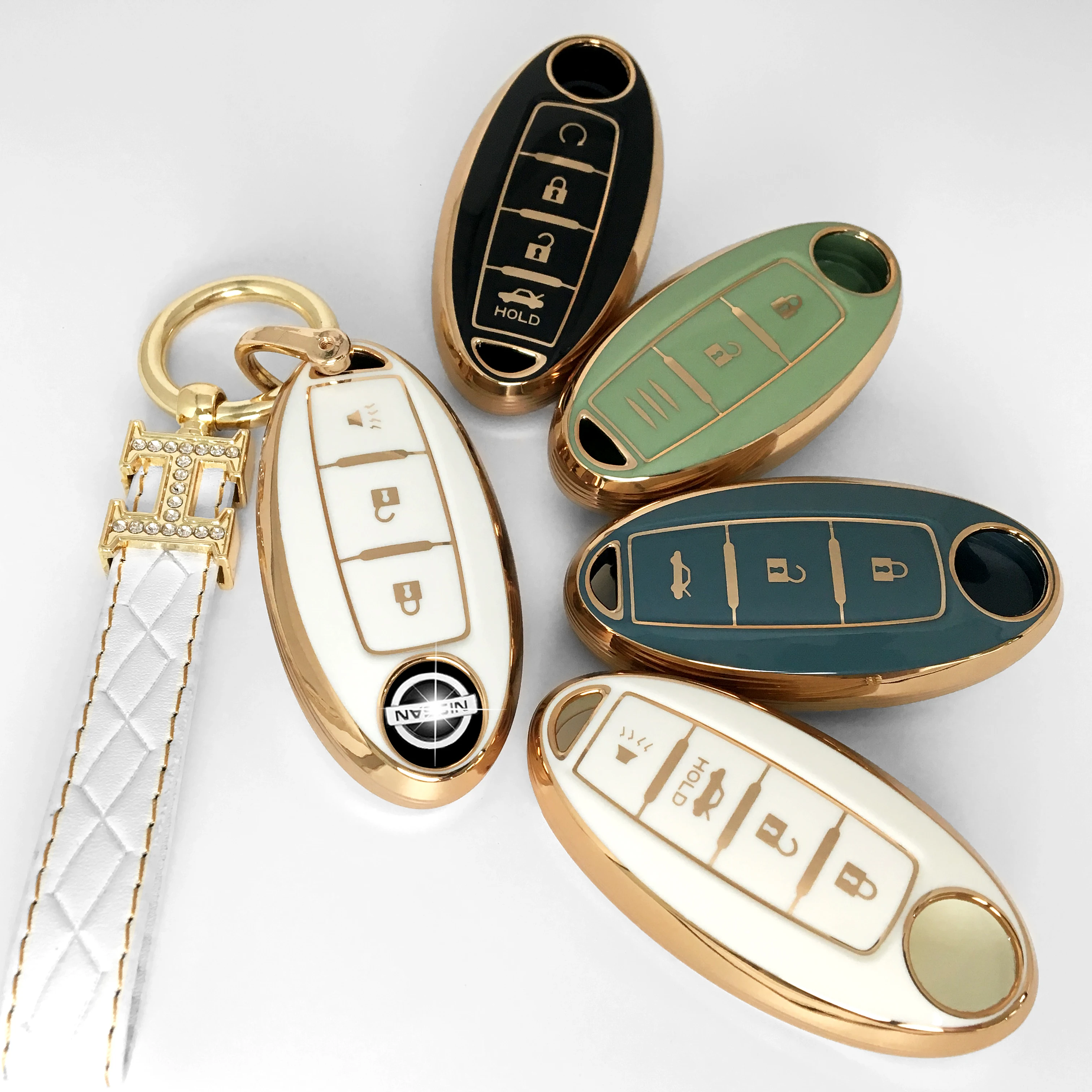 Custom logo soft TPU rubber remote control key fob cover keychain for nissan