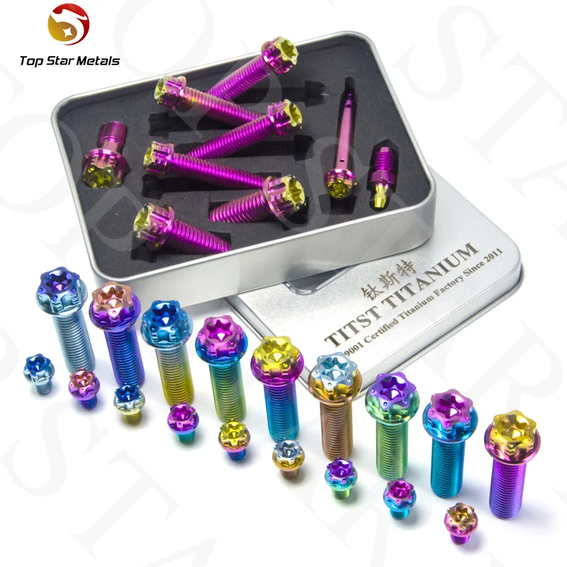 TITST Titanium screws  M5/M6/M8x10/12/15/20/25/30/35/40/50/60/70mmTorx Head bolts for Motorcycle Riding Modification Fastener