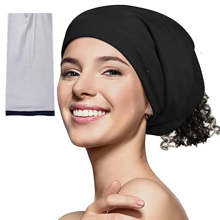 HZM-22142 Satin Lined Long Braid Cap Elastic Dreadlock Tube Sock for Full Cover Hair Stocking Turban Night Sleep Bonnet