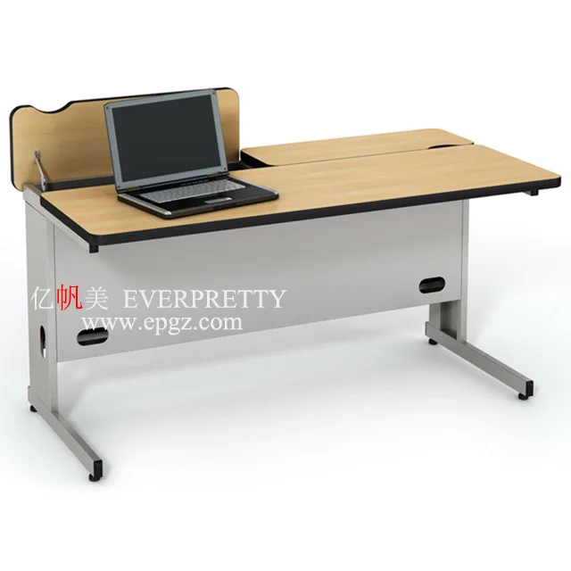 Education Student Wooden Computer Desk for College Training Classroom Single Design Computer Table with CPU Holder